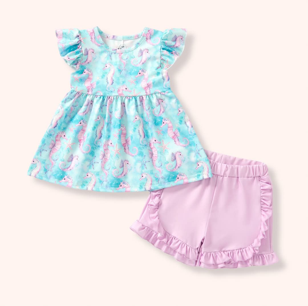 under the sea, seahorse 2 piece set