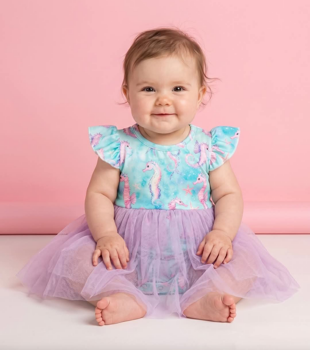 Under the sea, seahorse romper
